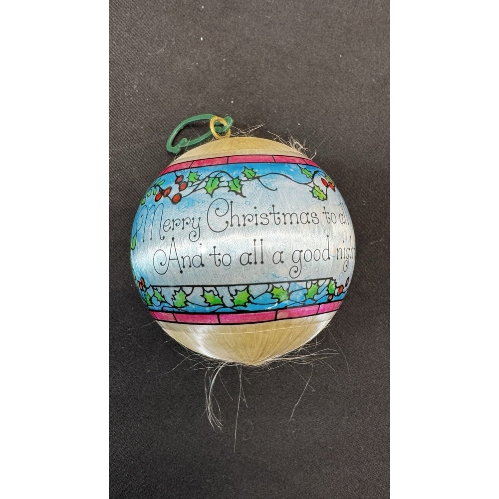 Vintage 1981 Current Inc Satin Ball Christmas Ornament Winter Village Scene